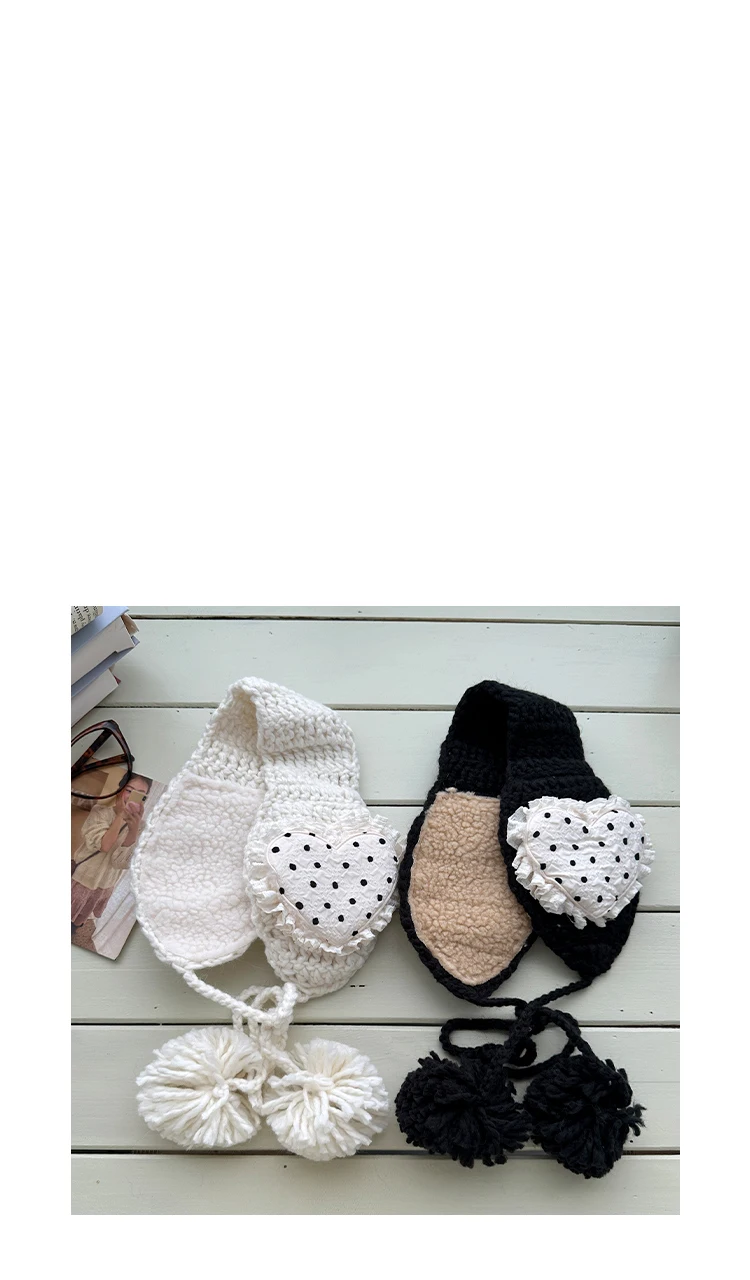 Korean Style Sweet Love Polka Dot Plush Earmuffs For Women Thickened Cold-Proof Ear Cover In Winter
