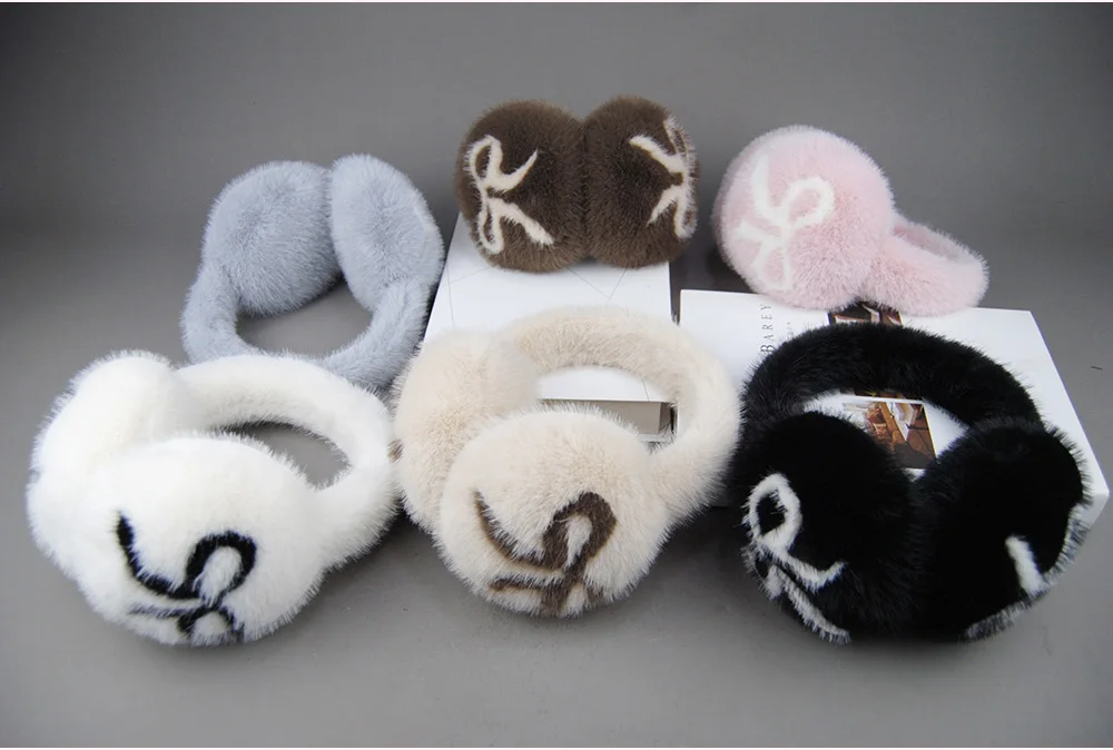 Winter Outdoor Hot Sale Fake Mink Fur Earmuffs Luxury Women Keep Warm Fake Mink Fur Earmuff Girl Winter Ear Protection