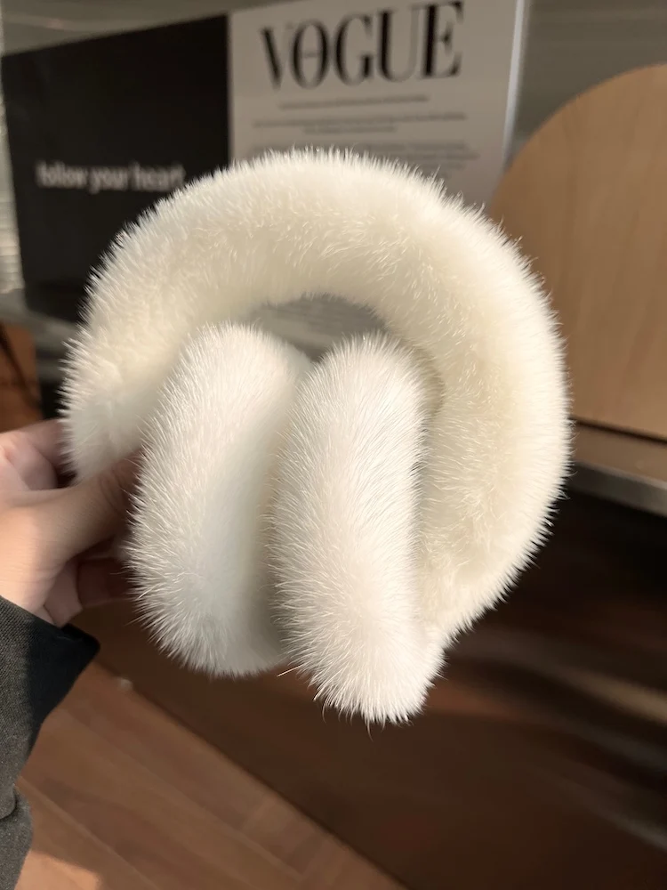 Winter Luxury Women Warm 100% Real Natural Mink Fur Earmuff Outdoor Fashion Mink Fur Earmuffs Girl Winter Ear Protection