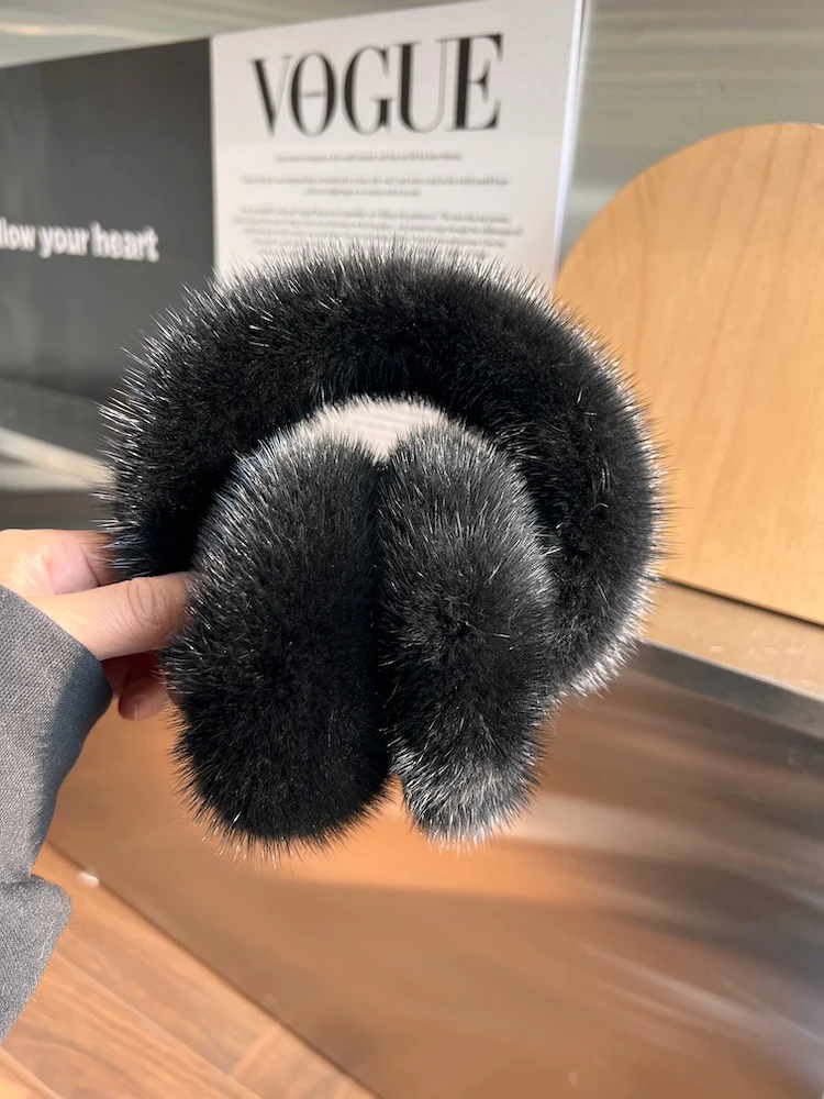 Winter Luxury Women Warm 100% Real Natural Mink Fur Earmuff Outdoor Fashion Mink Fur Earmuffs Girl Winter Ear Protection