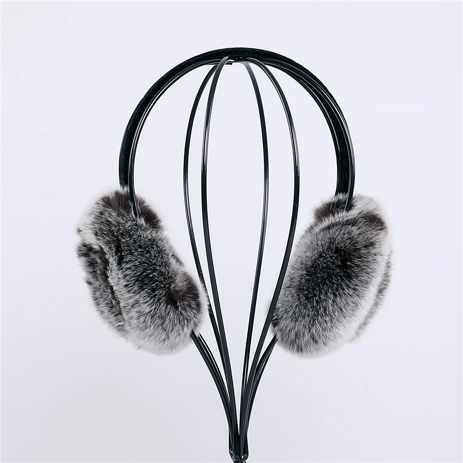 Natural 100% Rex Rabbit Fur Earmuff Women's Autumn and Winter Warm Earmuffs Ear Cover Ear Warmer Ear Muffs Winter Rose Flower