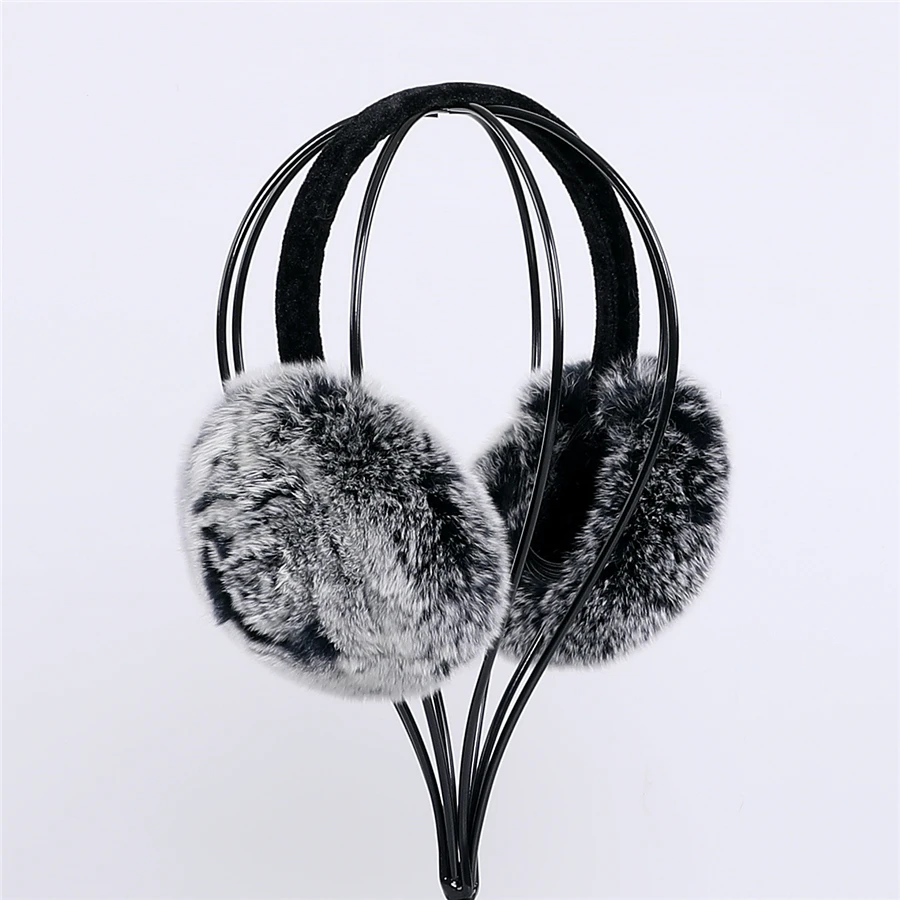 Natural 100% Rex Rabbit Fur Earmuff Women's Autumn and Winter Warm Earmuffs Ear Cover Ear Warmer Ear Muffs Winter Rose Flower