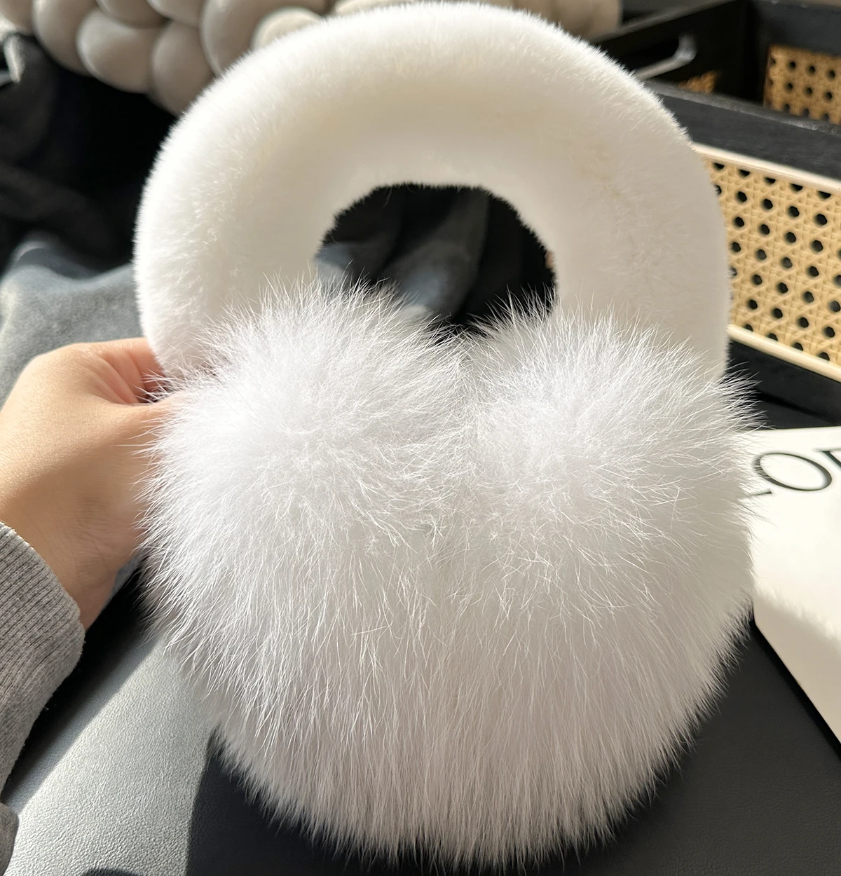 Fox Fur Ear Coverings for Women, Winter Warmth, Fur Ear Protectors, Cute Fur Ear Bags, Girle Fashion Windproof, Cycling Earmuffs