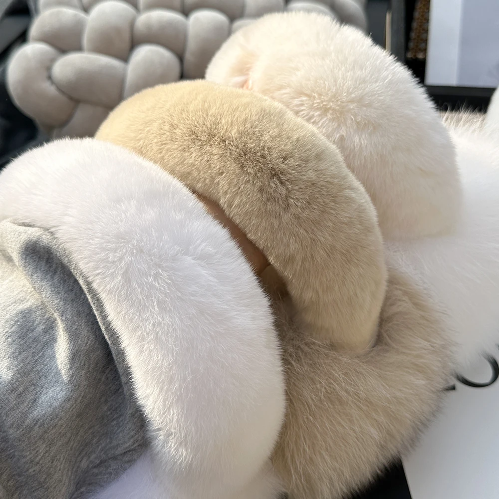 Fox Fur Ear Coverings for Women, Winter Warmth, Fur Ear Protectors, Cute Fur Ear Bags, Girle Fashion Windproof, Cycling Earmuffs
