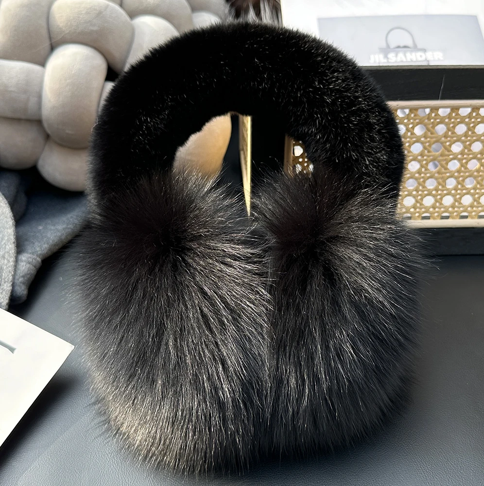 Fox Fur Ear Coverings for Women, Winter Warmth, Fur Ear Protectors, Cute Fur Ear Bags, Girle Fashion Windproof, Cycling Earmuffs