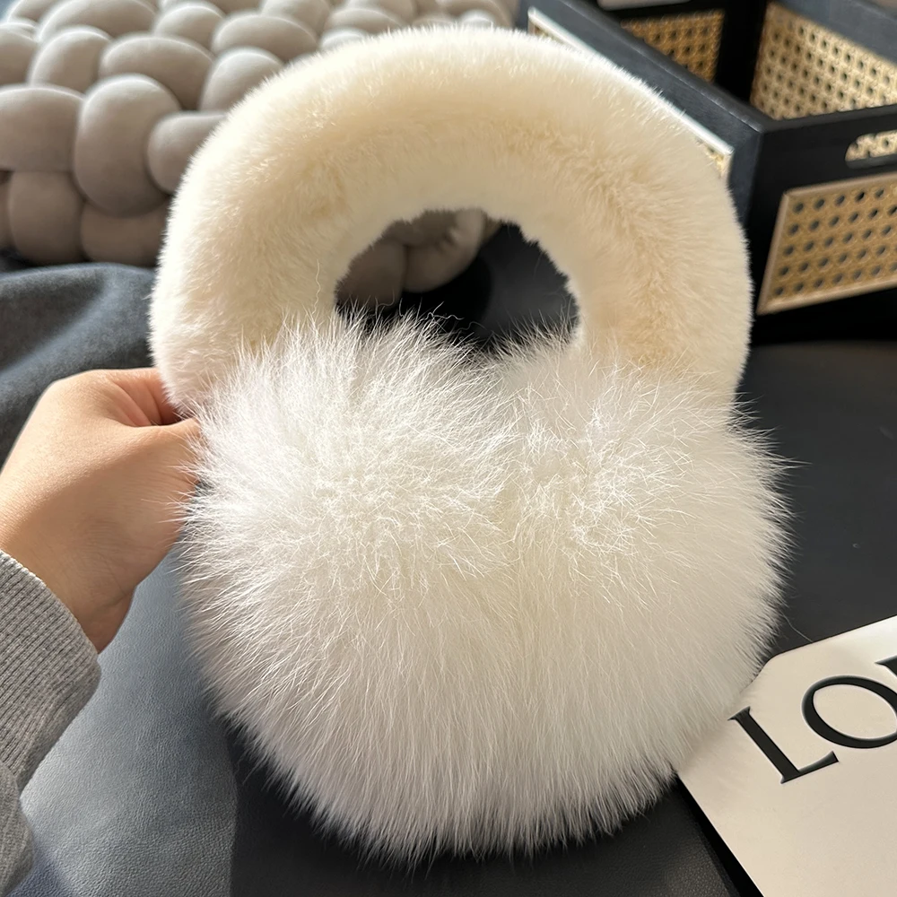 Fox Fur Ear Coverings for Women, Winter Warmth, Fur Ear Protectors, Cute Fur Ear Bags, Girle Fashion Windproof, Cycling Earmuffs