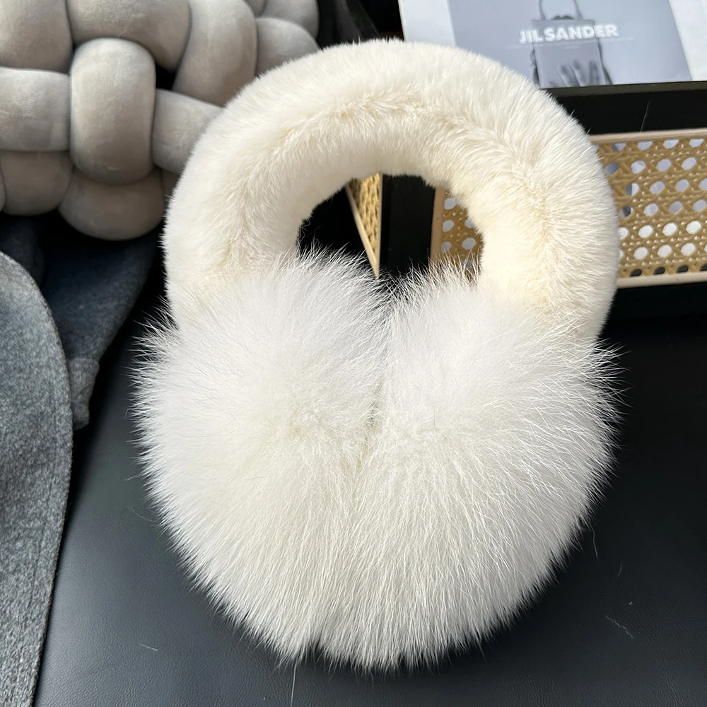 Fox Fur Ear Coverings for Women, Winter Warmth, Fur Ear Protectors, Cute Fur Ear Bags, Girle Fashion Windproof, Cycling Earmuffs