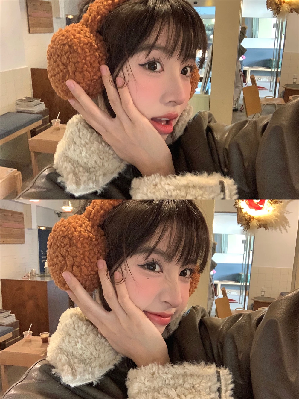 Cute Plush Headphones Winter Earmuffs Women's Warm Soft Ear Covers Imitation Cashmere Hair Band Fashion Earflap Outdoor Supplies