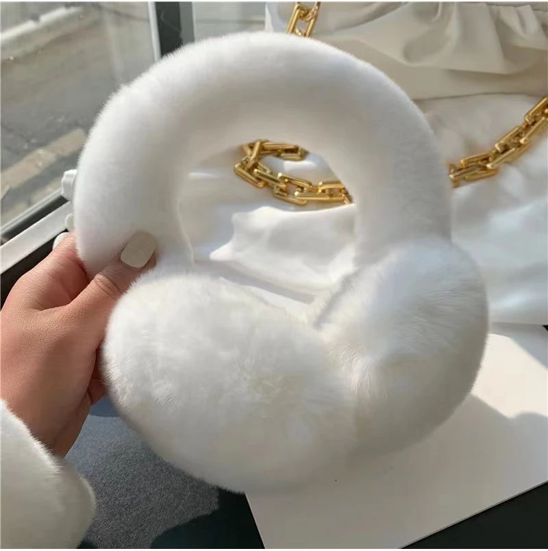 Ear Muffs For Women Winter EarWarmers Soft Warm Cable Furry Real Rex Rabbit Ear Covers For Cold Weather