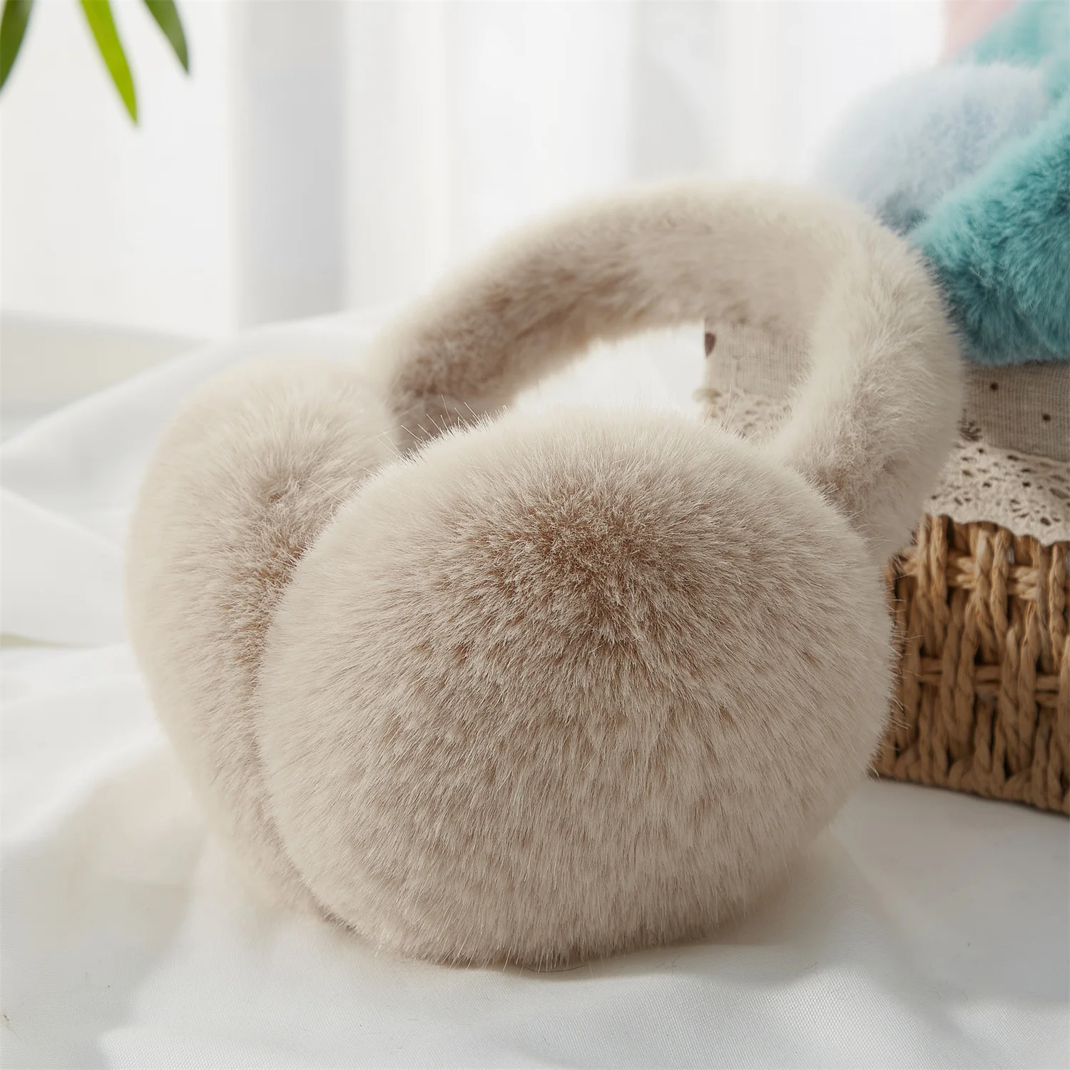Anjj High Quality Earmuffs Faux Rabbit Fur Hang Ear Cover Warm Winter Ear Muffs Fur Earmuffs Unisex Adult Ear Warmer Fold