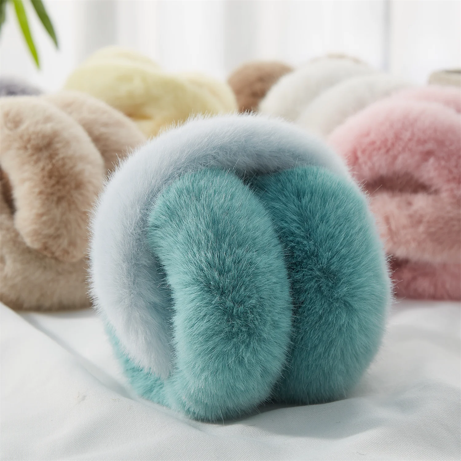 Anjj High Quality Earmuffs Faux Rabbit Fur Hang Ear Cover Warm Winter Ear Muffs Fur Earmuffs Unisex Adult Ear Warmer Fold