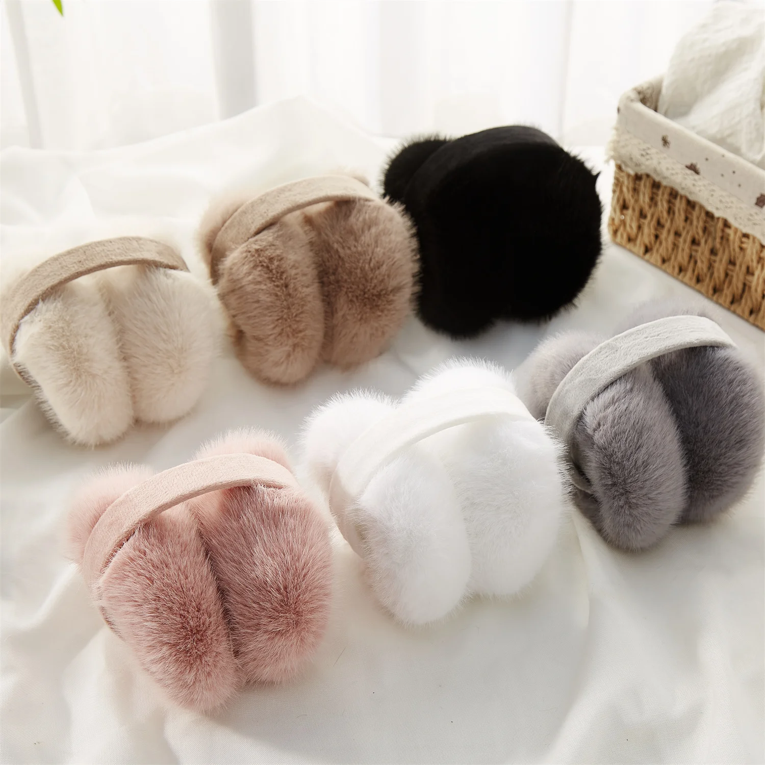 Anjj High Quality Earmuffs Faux Rabbit Fur Hang Ear Cover Warm Winter Ear Muffs Fur Earmuffs Unisex Adult Ear Warmer Fold
