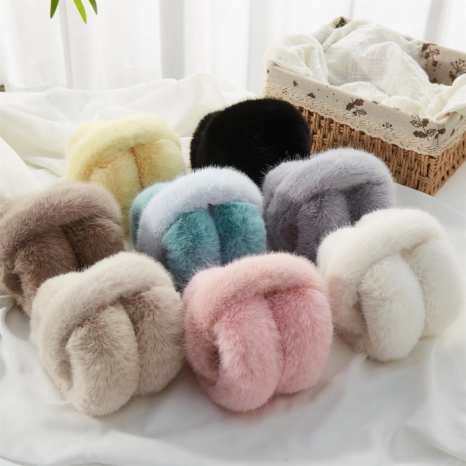 Anjj High Quality Earmuffs Faux Rabbit Fur Hang Ear Cover Warm Winter Ear Muffs Fur Earmuffs Unisex Adult Ear Warmer Fold