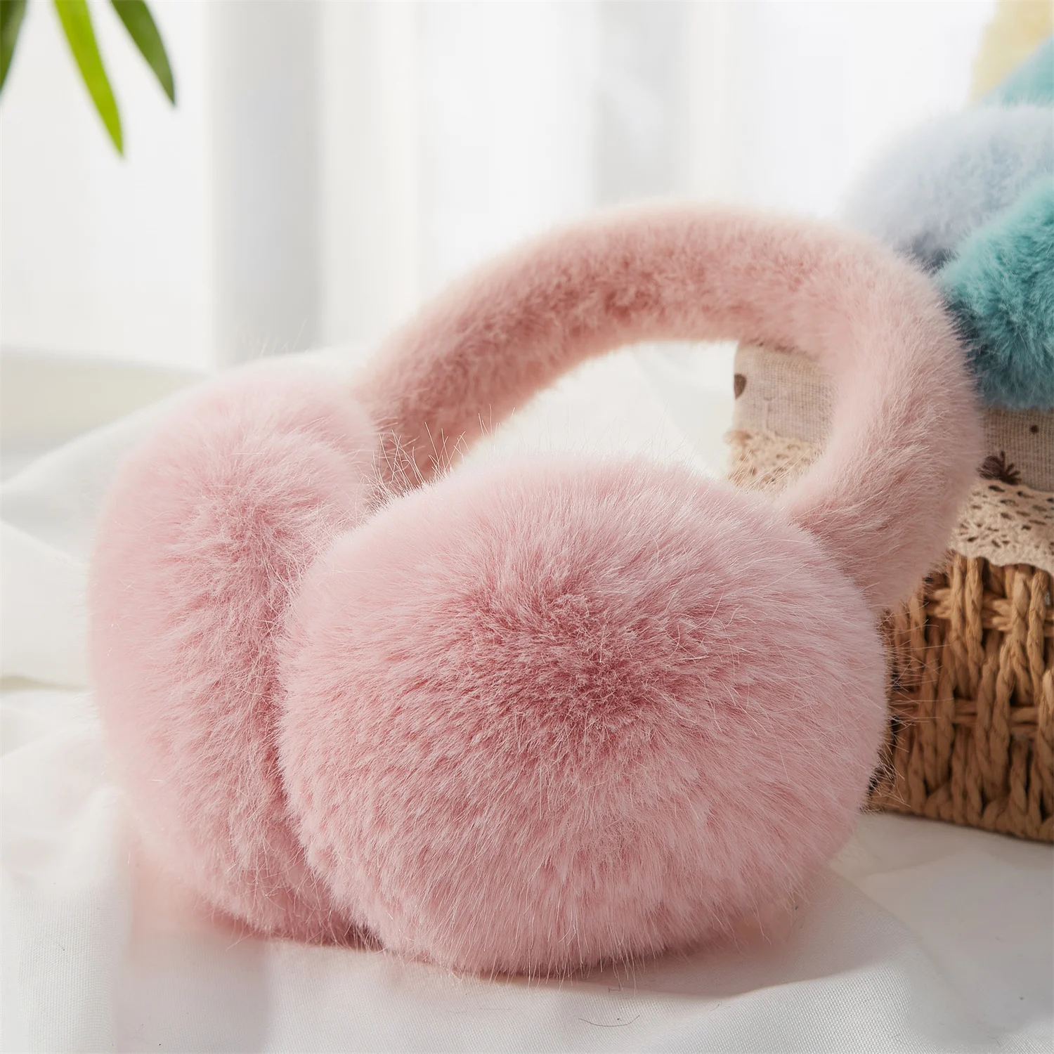 Anjj High Quality Earmuffs Faux Rabbit Fur Hang Ear Cover Warm Winter Ear Muffs Fur Earmuffs Unisex Adult Ear Warmer Fold