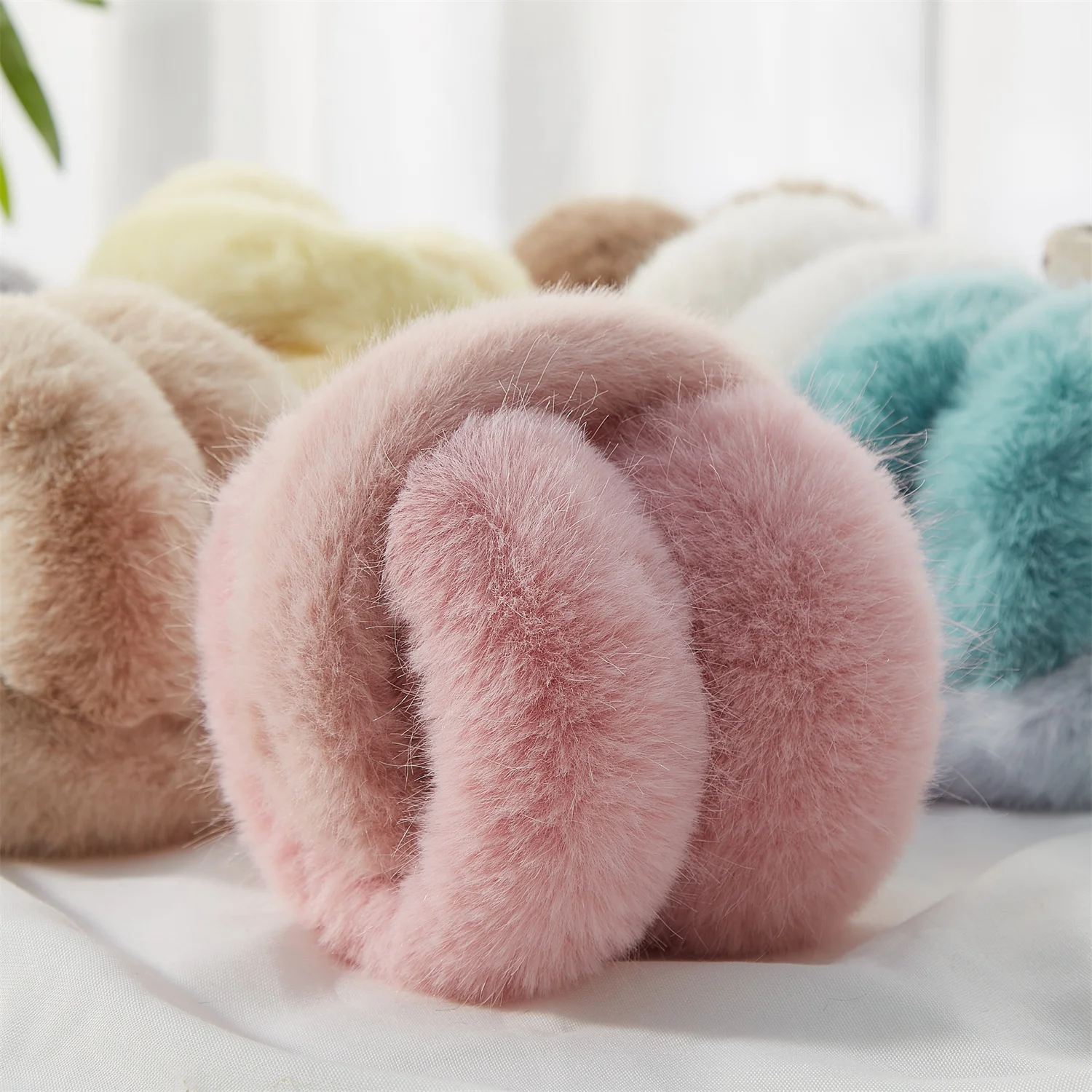 Anjj High Quality Earmuffs Faux Rabbit Fur Hang Ear Cover Warm Winter Ear Muffs Fur Earmuffs Unisex Adult Ear Warmer Fold