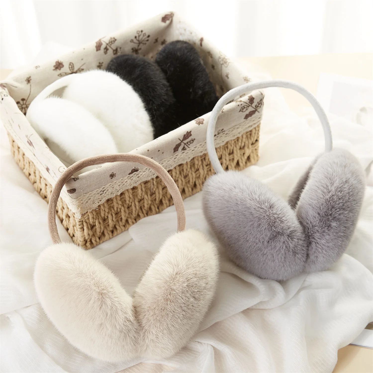 Anjj High Quality Earmuffs Faux Rabbit Fur Hang Ear Cover Warm Winter Ear Muffs Fur Earmuffs Unisex Adult Ear Warmer Fold