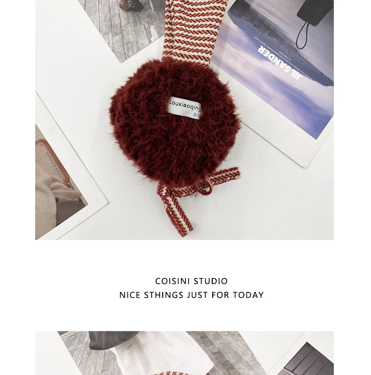 Korean Retro Contrasting Color Straps Plush Earmuffs for Women Winter Travel Warm Ear Protection Versatile Sweet Earflaps