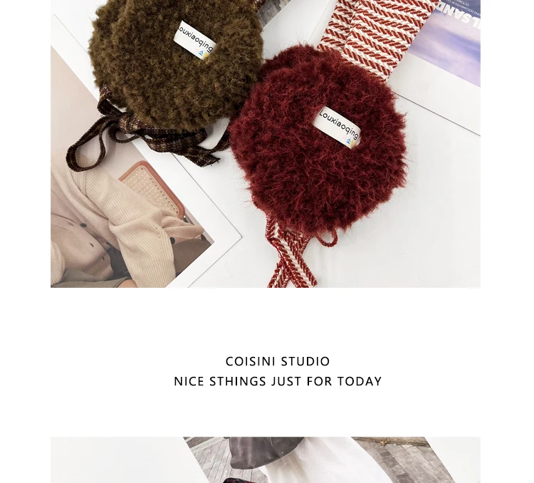 Korean Retro Contrasting Color Straps Plush Earmuffs for Women Winter Travel Warm Ear Protection Versatile Sweet Earflaps