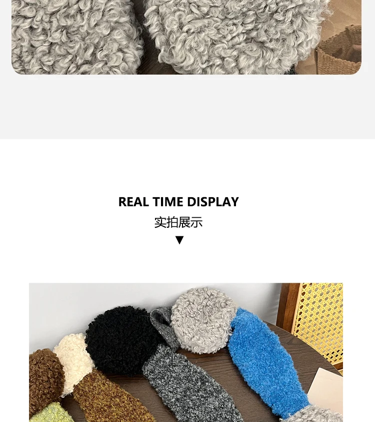 Korean Ins Contrasting Color Straps Earmuffs for Women Winter Fashion Versatile Thermal Ear Protectors Plush Pullover Hats