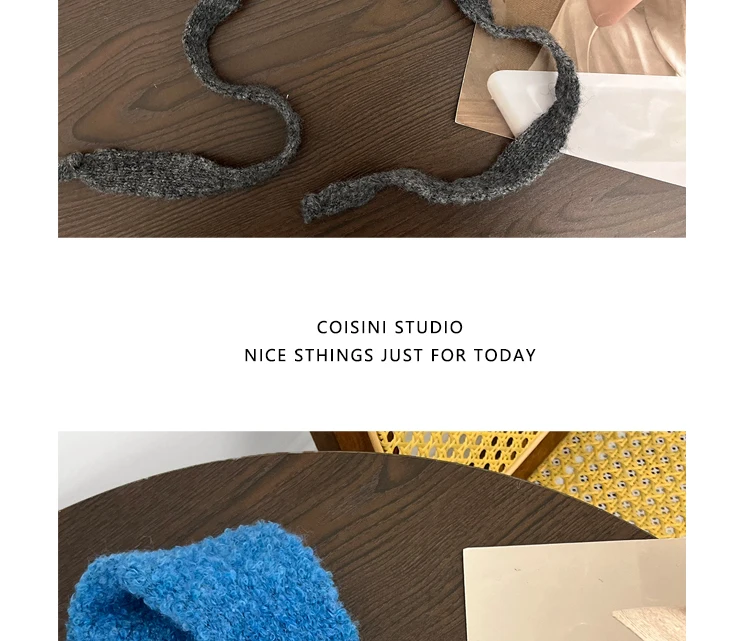 Korean Ins Contrasting Color Straps Earmuffs for Women Winter Fashion Versatile Thermal Ear Protectors Plush Pullover Hats