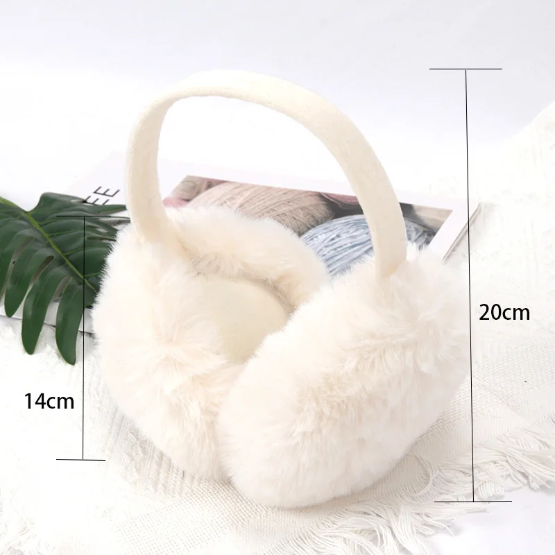 White Cute Girl Soft Earmuffs Women Ear Keep Warmer Plush Solid Color Winter Adjustable Foldable Ear Protection Muffs Earflap