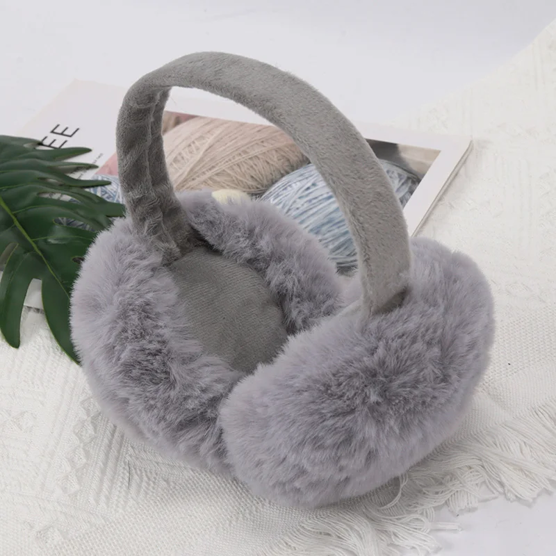 White Cute Girl Soft Earmuffs Women Ear Keep Warmer Plush Solid Color Winter Adjustable Foldable Ear Protection Muffs Earflap