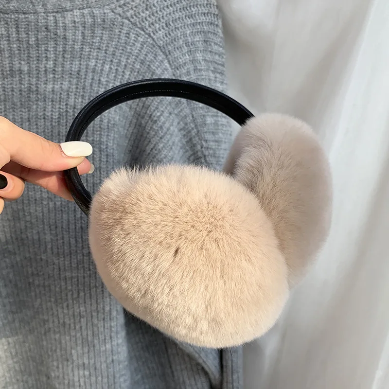 Natural 100% Rex Rabbit Fur Earmuffs Fashion Women Warm Russia Winter Real Fur Earmuffs Children Ear Cover fur Earlap Girl