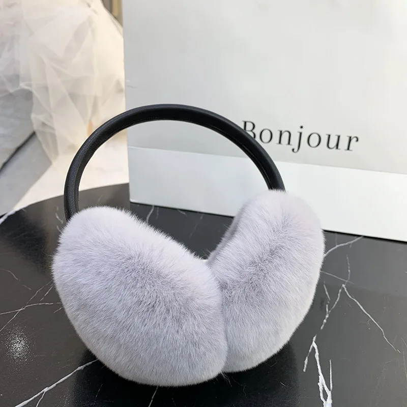 Natural 100% Rex Rabbit Fur Earmuffs Fashion Women Warm Russia Winter Real Fur Earmuffs Children Ear Cover fur Earlap Girl