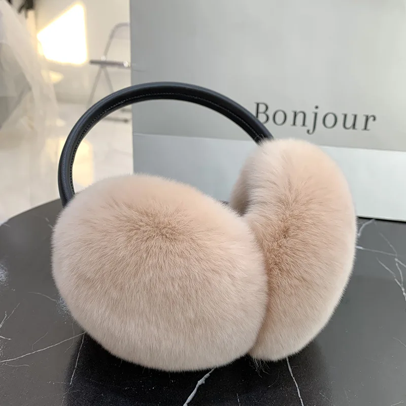 Natural 100% Rex Rabbit Fur Earmuffs Fashion Women Warm Russia Winter Real Fur Earmuffs Children Ear Cover fur Earlap Girl