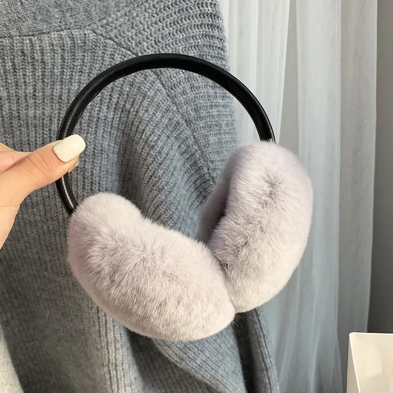 Natural 100% Rex Rabbit Fur Earmuffs Fashion Women Warm Russia Winter Real Fur Earmuffs Children Ear Cover fur Earlap Girl