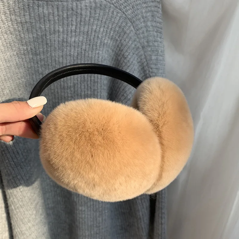 Natural 100% Rex Rabbit Fur Earmuffs Fashion Women Warm Russia Winter Real Fur Earmuffs Children Ear Cover fur Earlap Girl