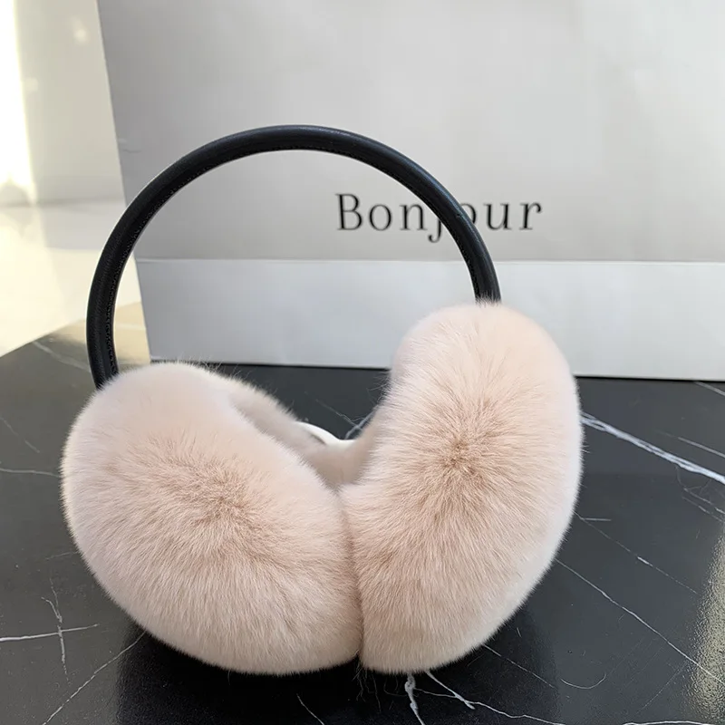 Natural 100% Rex Rabbit Fur Earmuffs Fashion Women Warm Russia Winter Real Fur Earmuffs Children Ear Cover fur Earlap Girl