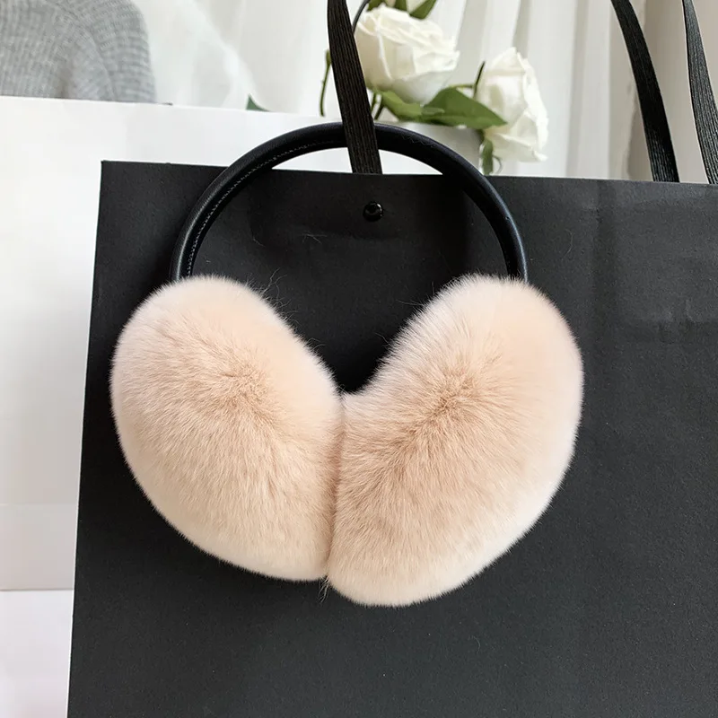 Natural 100% Rex Rabbit Fur Earmuffs Fashion Women Warm Russia Winter Real Fur Earmuffs Children Ear Cover fur Earlap Girl