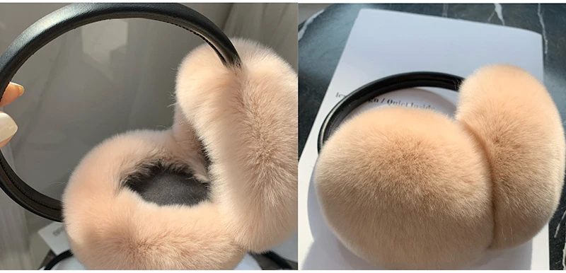 Natural 100% Rex Rabbit Fur Earmuffs Fashion Women Warm Russia Winter Real Fur Earmuffs Children Ear Cover fur Earlap Girl