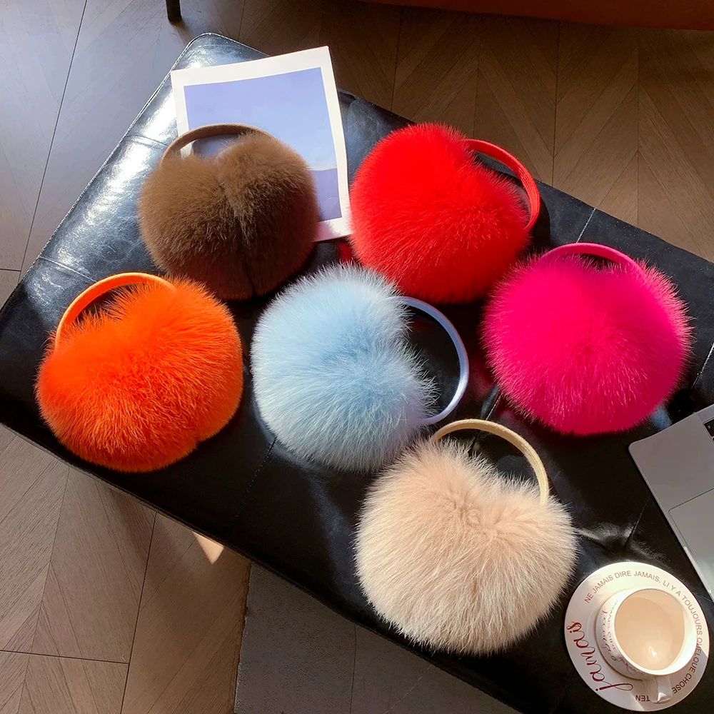 New Winter Real Fox Fur Earmuffs for Women Natural Fox Fur Scarves Dual Use Genuine Warmer Plush EarMuff Outdoor Solid Fur Scarf