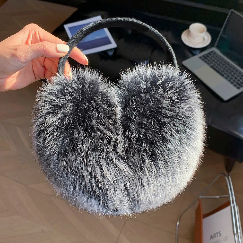 New Winter Real Fox Fur Earmuffs for Women Natural Fox Fur Scarves Dual Use Genuine Warmer Plush EarMuff Outdoor Solid Fur Scarf