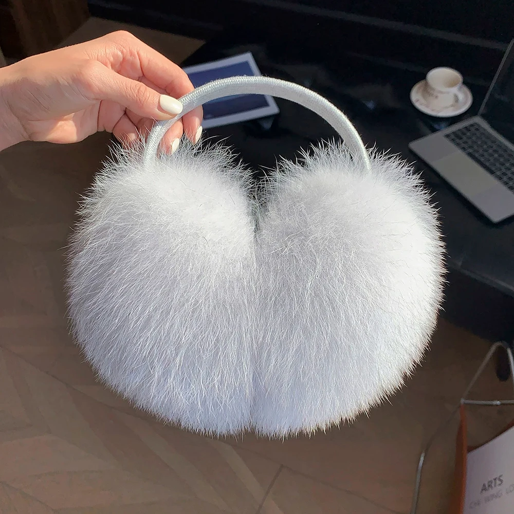 New Winter Real Fox Fur Earmuffs for Women Natural Fox Fur Scarves Dual Use Genuine Warmer Plush EarMuff Outdoor Solid Fur Scarf