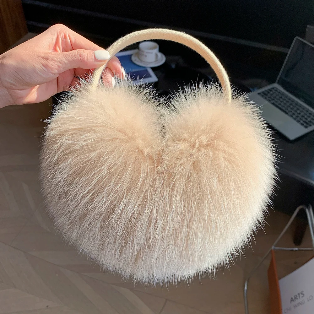 New Winter Real Fox Fur Earmuffs for Women Natural Fox Fur Scarves Dual Use Genuine Warmer Plush EarMuff Outdoor Solid Fur Scarf