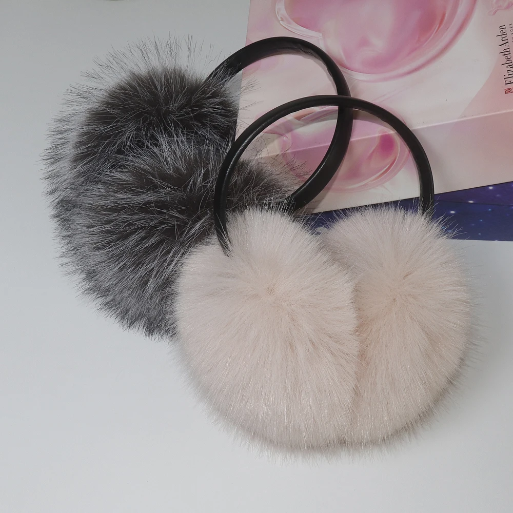 Hight Quality Faux Fox Fur Earmuffs Women Winter Keep Warm Faux Fur Earmuffs Girls Ear Warmer Faux Fox Fur Plush Ear Muff