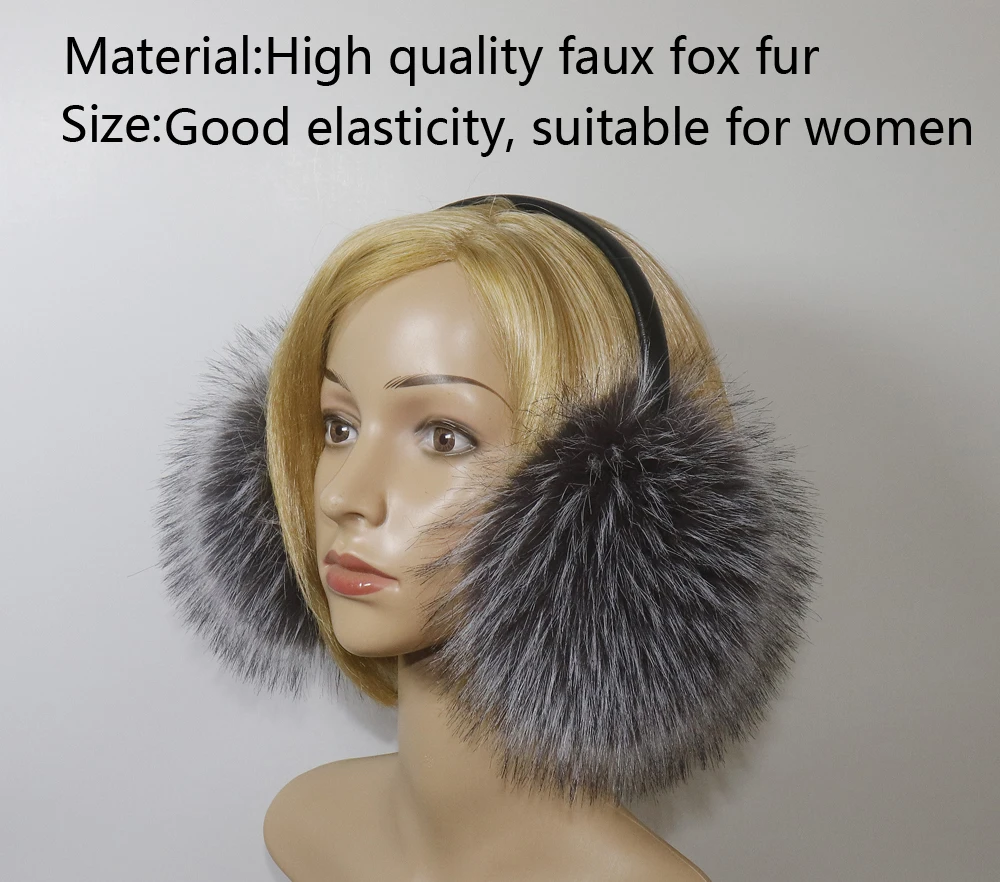 Hight Quality Faux Fox Fur Earmuffs Women Winter Keep Warm Faux Fur Earmuffs Girls Ear Warmer Faux Fox Fur Plush Ear Muff