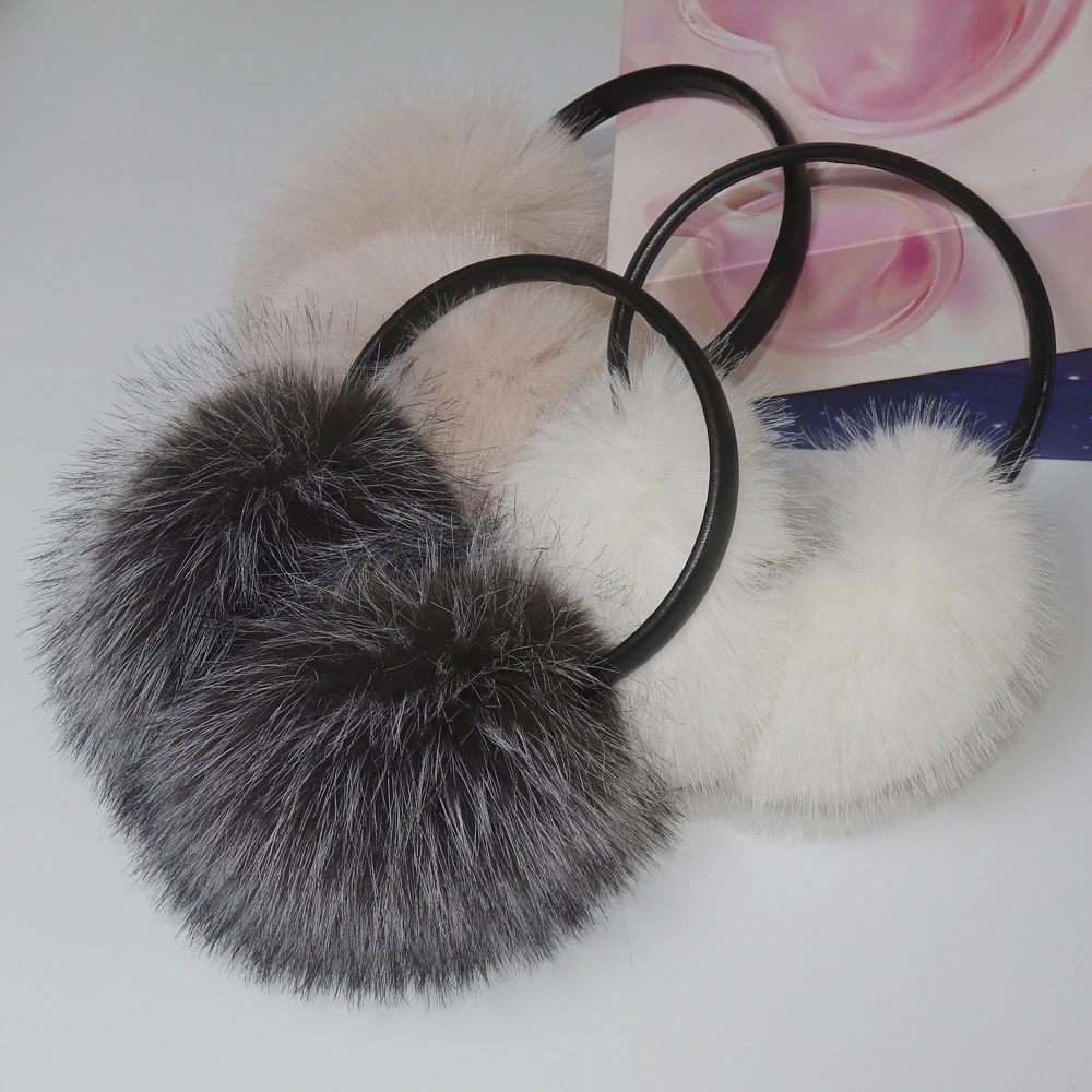 Hight Quality Faux Fox Fur Earmuffs Women Winter Keep Warm Faux Fur Earmuffs Girls Ear Warmer Faux Fox Fur Plush Ear Muff