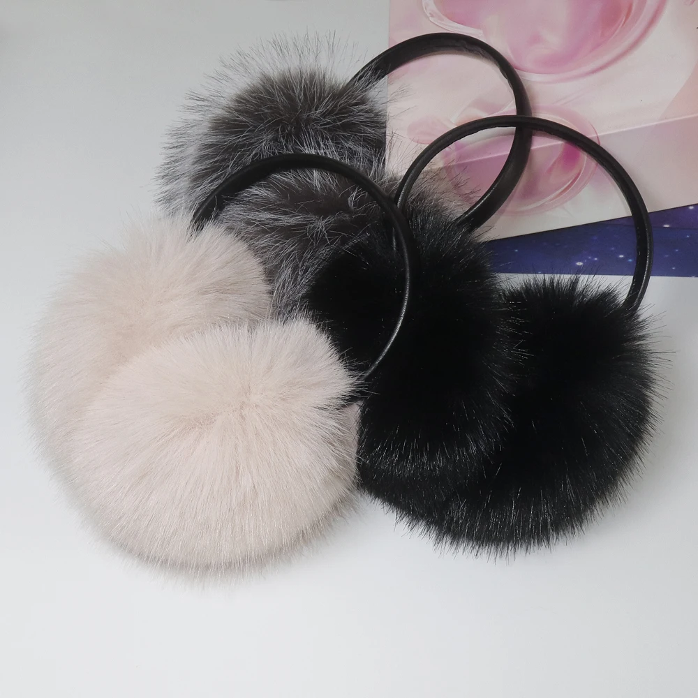 Hight Quality Faux Fox Fur Earmuffs Women Winter Keep Warm Faux Fur Earmuffs Girls Ear Warmer Faux Fox Fur Plush Ear Muff