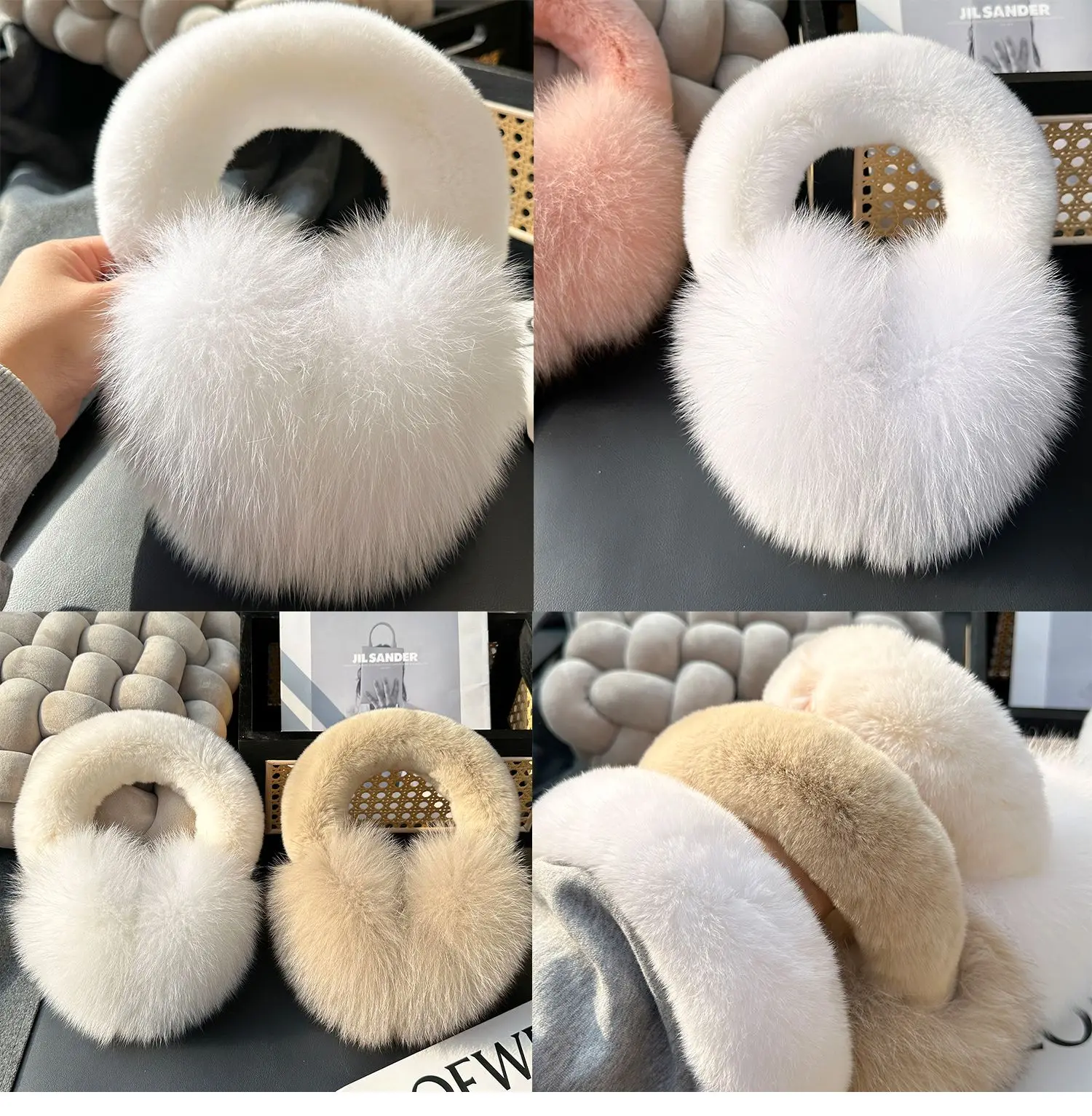 Girls Fox Fur Ear Coverings Scarf for Women, Winter Warmth, Fur Ear Protectors, Cute Fur Ear Bags, Windproof, Cycling Earmuffs
