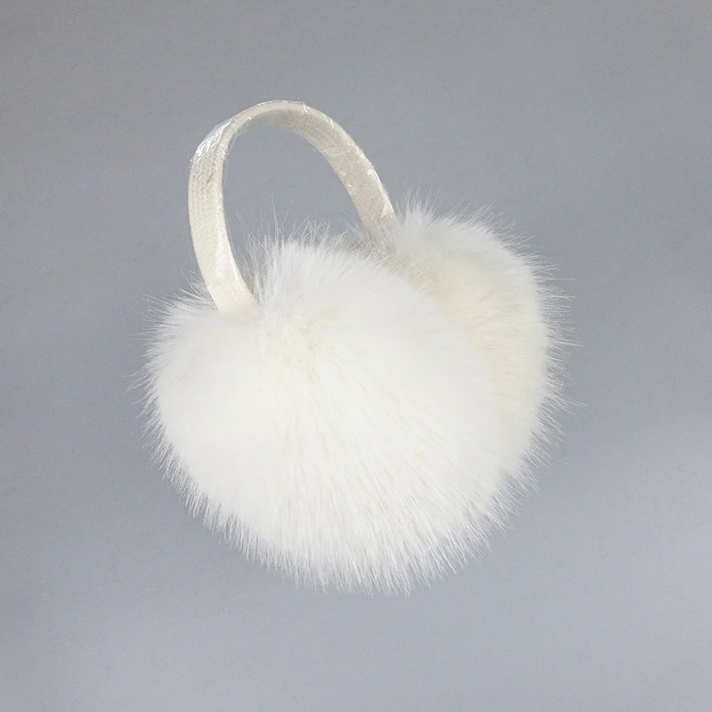 Faux Fox Fur Outdoor Winter Warm Earmuffs Portable Cold Protection Faux Fur Ear-Muffs Soft Foldable Earflaps For Women Man