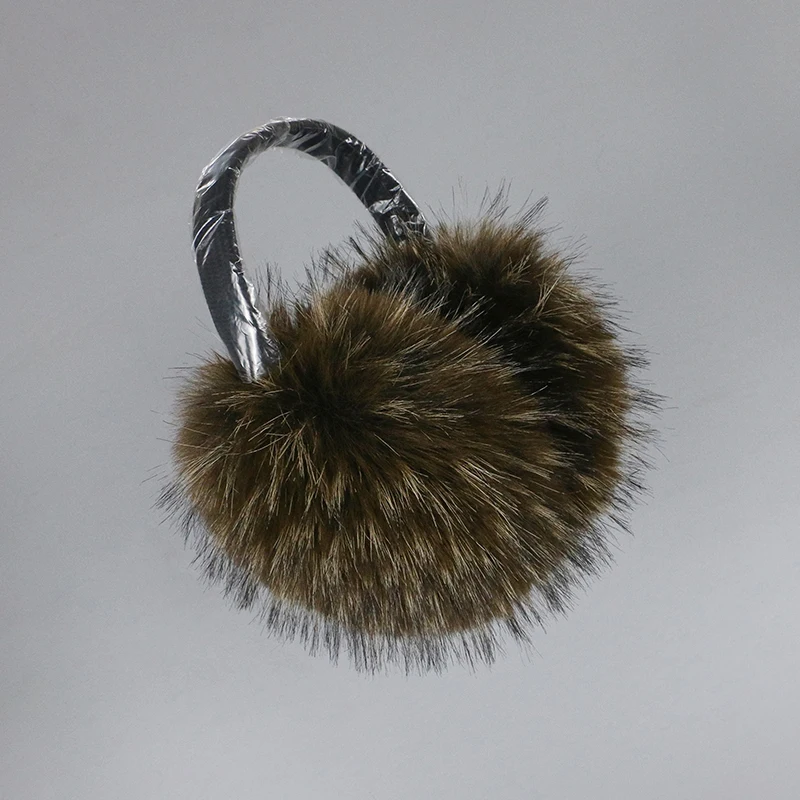 Faux Fox Fur Outdoor Winter Warm Earmuffs Portable Cold Protection Faux Fur Ear-Muffs Soft Foldable Earflaps For Women Man