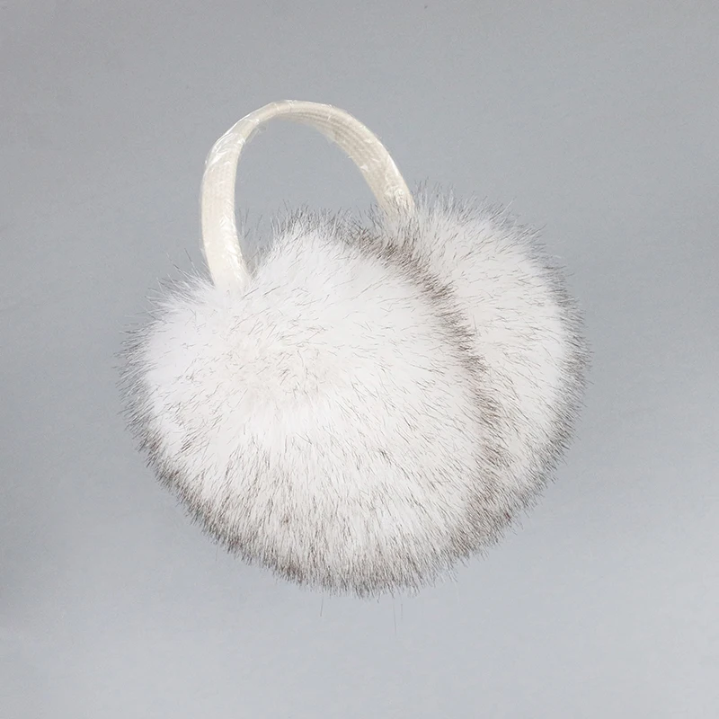 Faux Fox Fur Outdoor Winter Warm Earmuffs Portable Cold Protection Faux Fur Ear-Muffs Soft Foldable Earflaps For Women Man