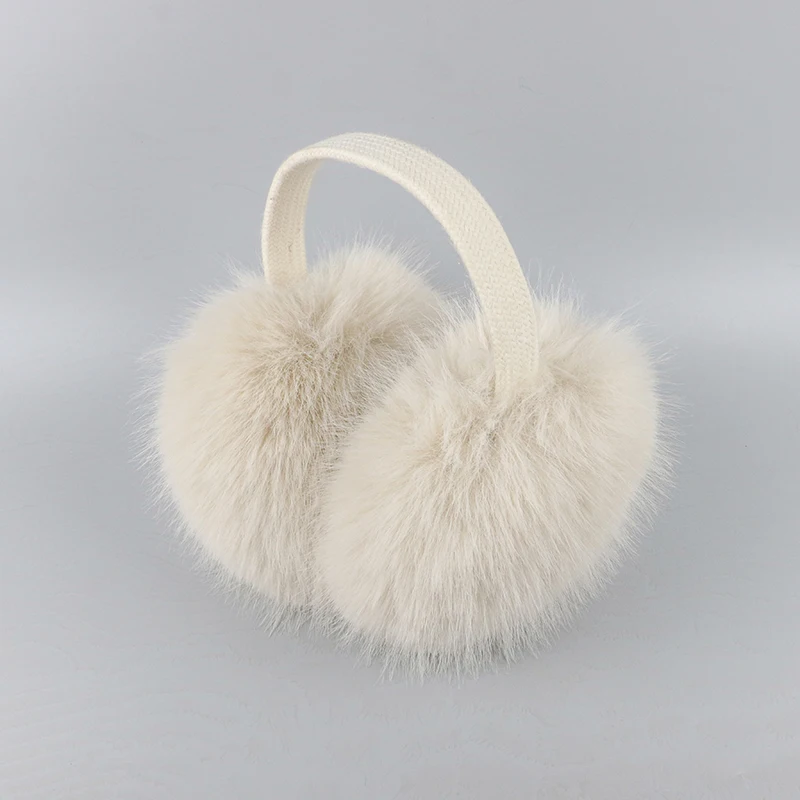 Faux Fox Fur Outdoor Winter Warm Earmuffs Portable Cold Protection Faux Fur Ear-Muffs Soft Foldable Earflaps For Women Man