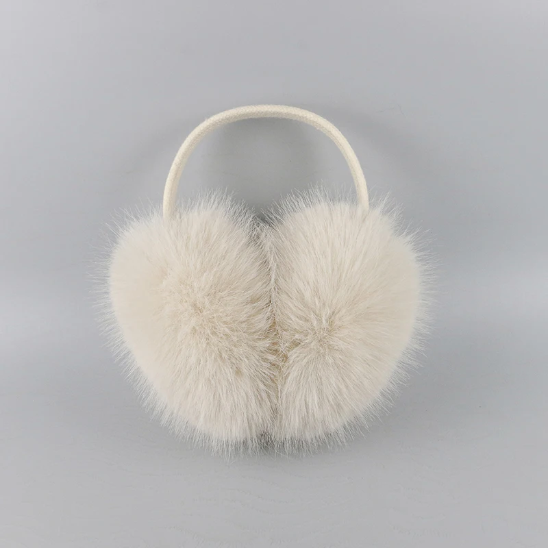 Faux Fox Fur Outdoor Winter Warm Earmuffs Portable Cold Protection Faux Fur Ear-Muffs Soft Foldable Earflaps For Women Man