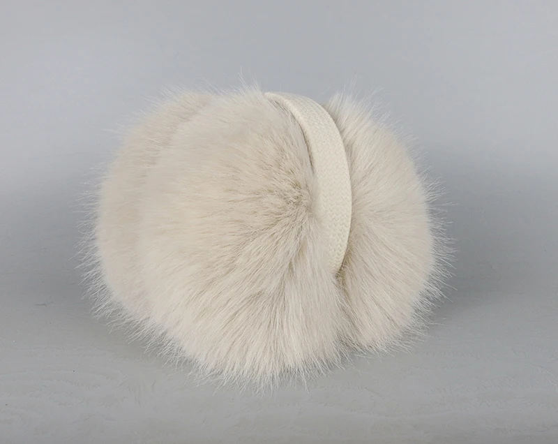 Faux Fox Fur Outdoor Winter Warm Earmuffs Portable Cold Protection Faux Fur Ear-Muffs Soft Foldable Earflaps For Women Man