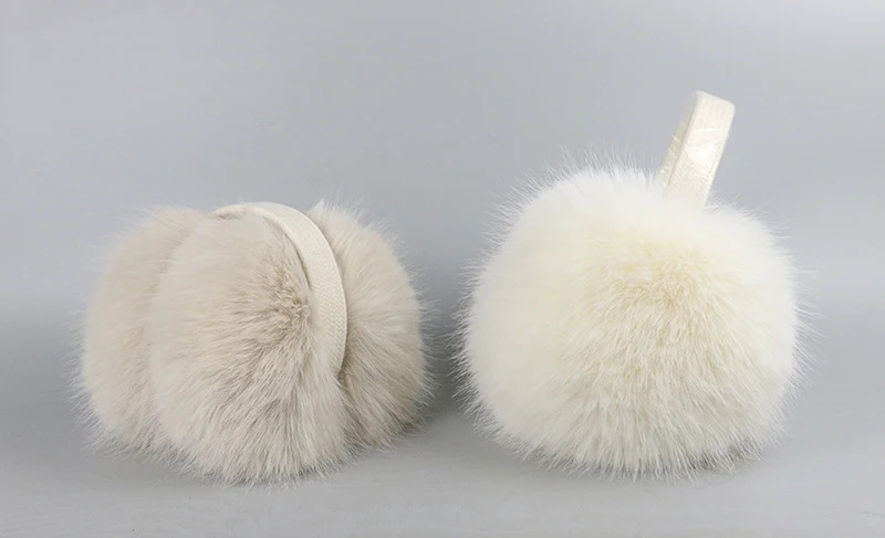 Faux Fox Fur Outdoor Winter Warm Earmuffs Portable Cold Protection Faux Fur Ear-Muffs Soft Foldable Earflaps For Women Man